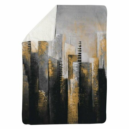 BEGIN HOME DECOR 60 x 80 in. Abstract Gold Skyscraper-Sherpa Fleece Blanket 5545-6080-CI275-1